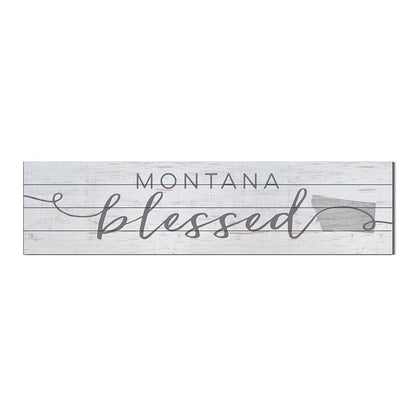 40x10 Whitewash Slat Sign State Blessed Montana