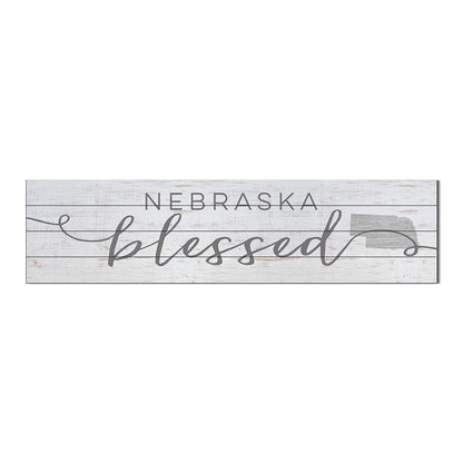 40x10 Whitewash Slat Sign State Blessed Nebraska