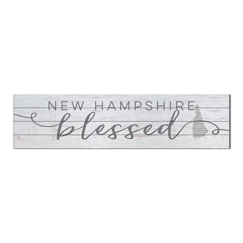 40x10 Whitewash Slat Sign State Blessed New Hampshire