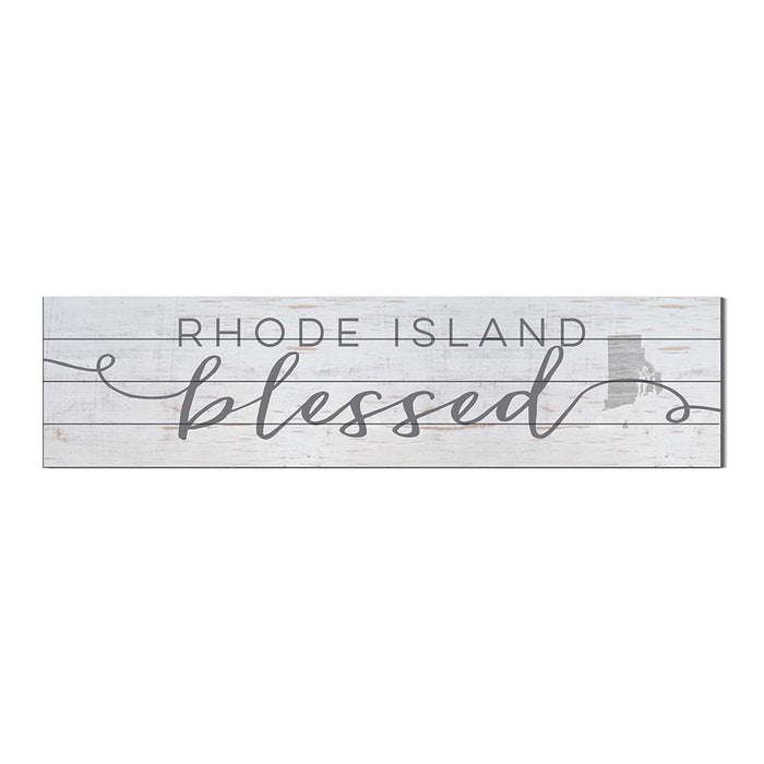 40x10 Whitewash Slat Sign State Blessed Rhode Island