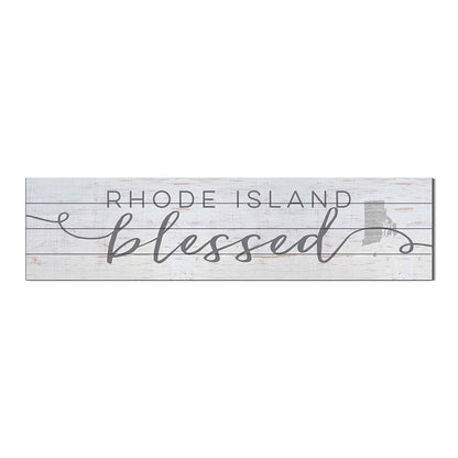 40x10 Whitewash Slat Sign State Blessed Rhode Island