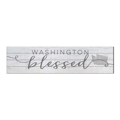40x10 Whitewash Slat Sign State Blessed Washington