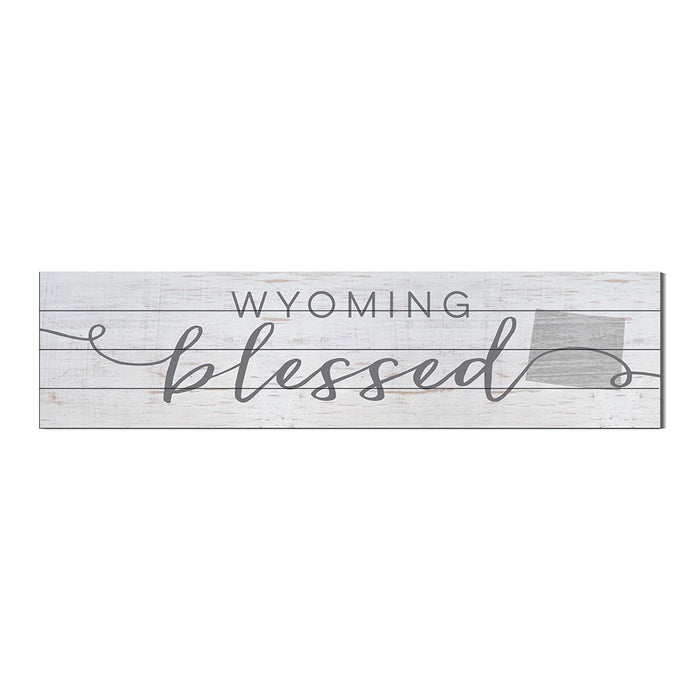 40x10 Whitewash Slat Sign State Blessed Wyoming