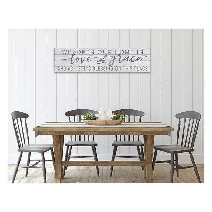 40x10 Whitewash Slat Sign We Open Our Home