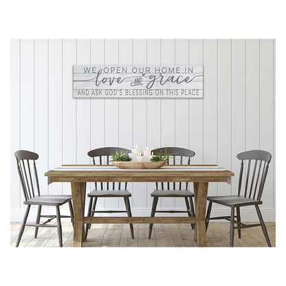 40x10 Whitewash Slat Sign We Open Our Home