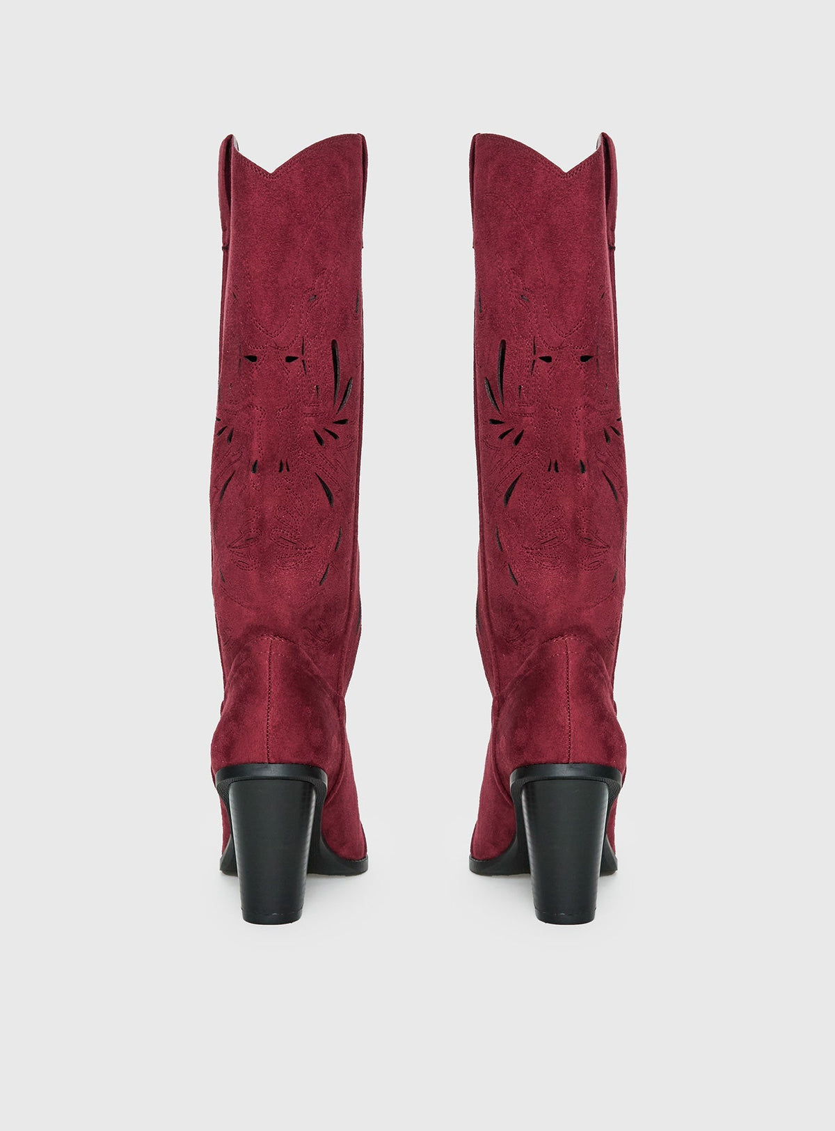 Ronso Faux Suede Cowboy Boots Burgundy