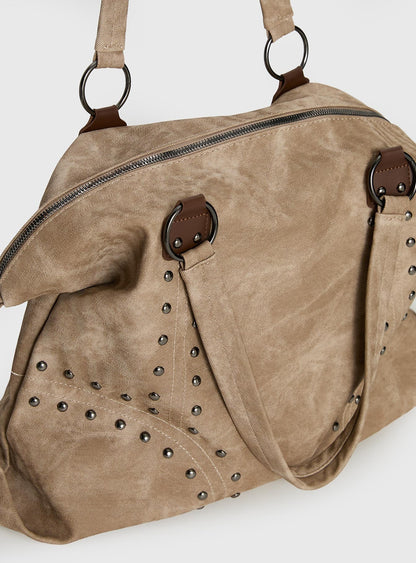 Brittin Stud Detail Shoulder Bag Beige