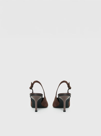 Tiptoe Slingback Heels Brown