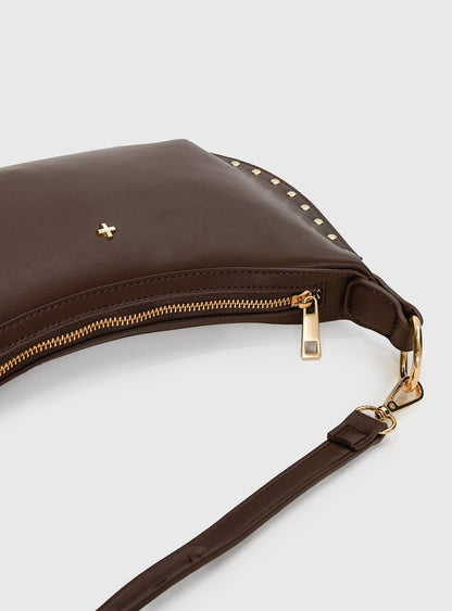 Oracle Studded Shoulder Bag Chocolate