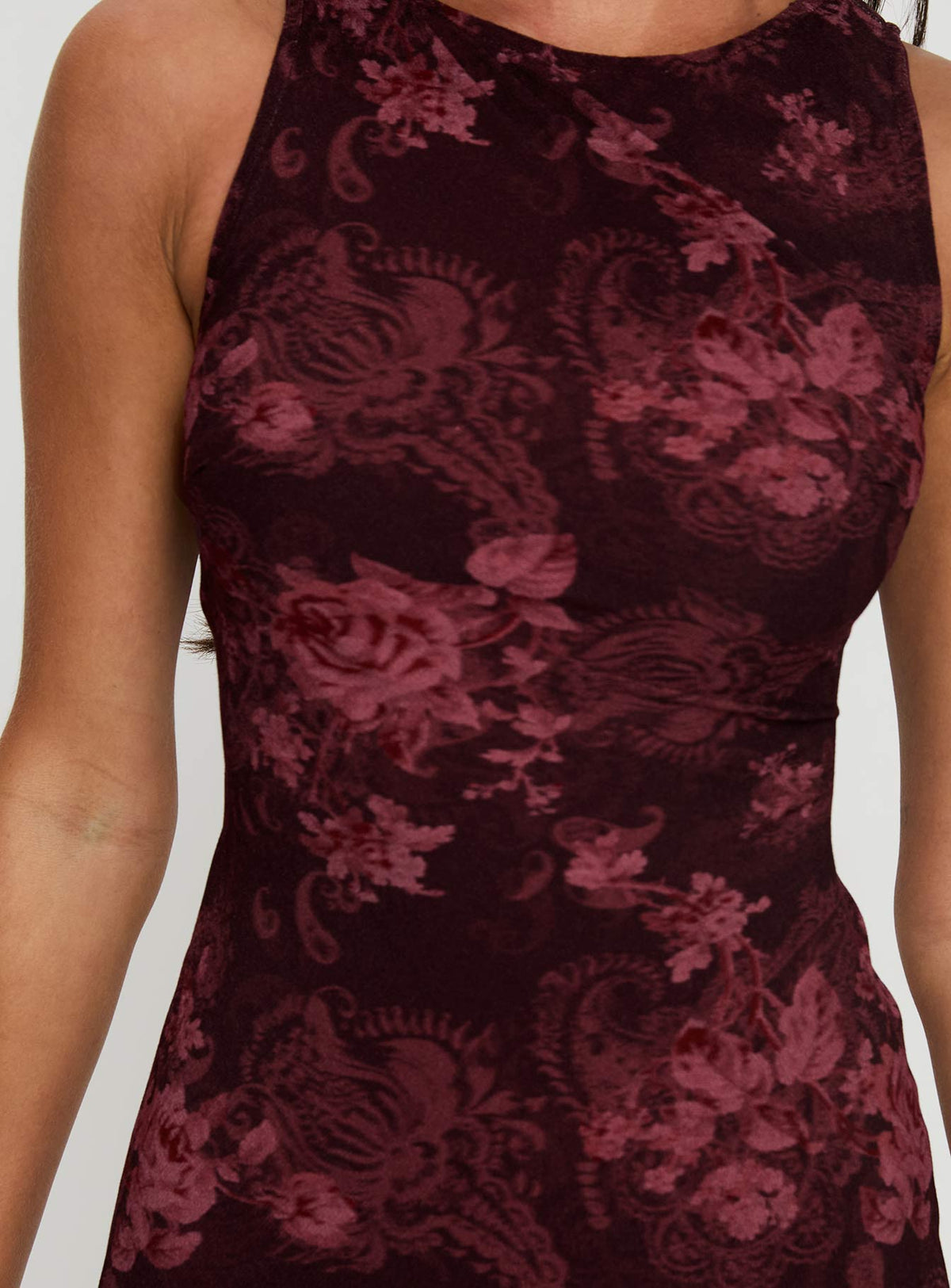 Vivre Mini Dress Burgundy Paisley