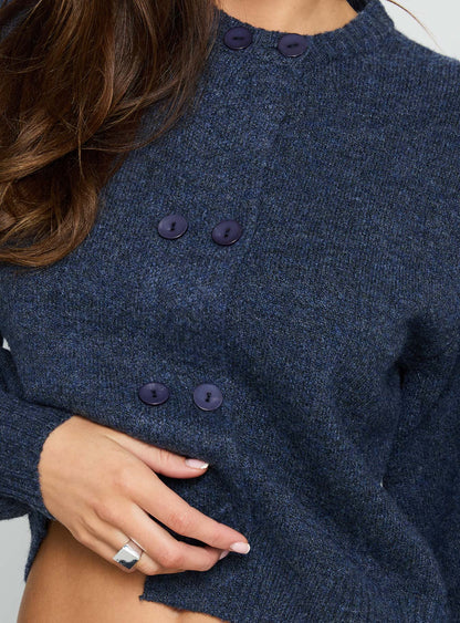 Kammi Button Up Cardigan Navy