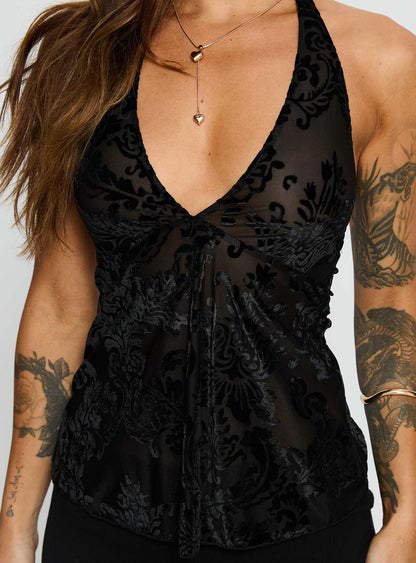 Eccentric Halter Top Black