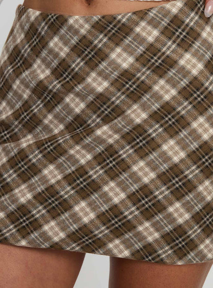 Point Of View Mini Skirt Brown Check
