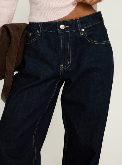 Serenitia Mid Rise Relaxed Jeans Dark Raw Wash