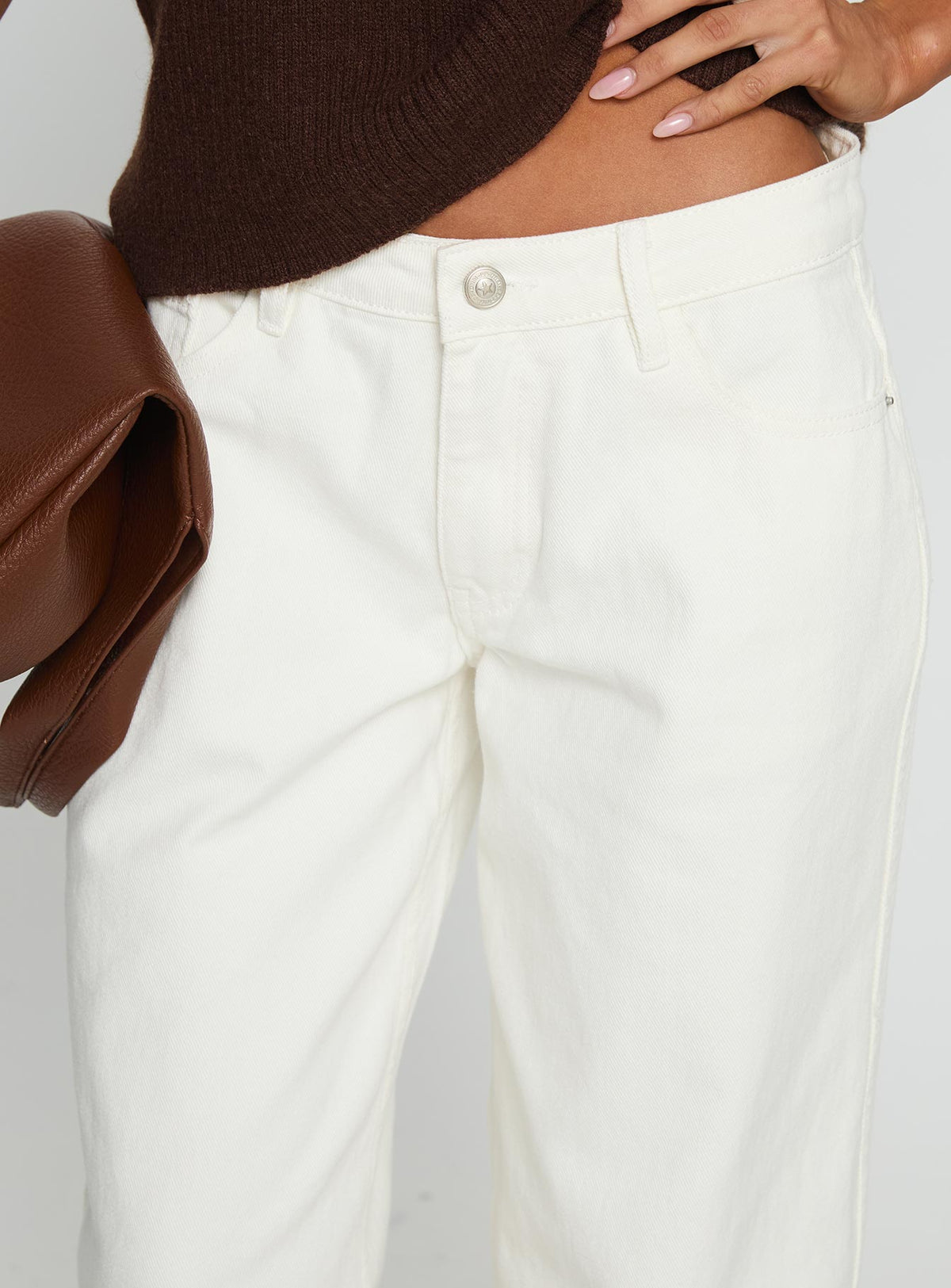 Ramos Low Rise Wide Leg Jeans White