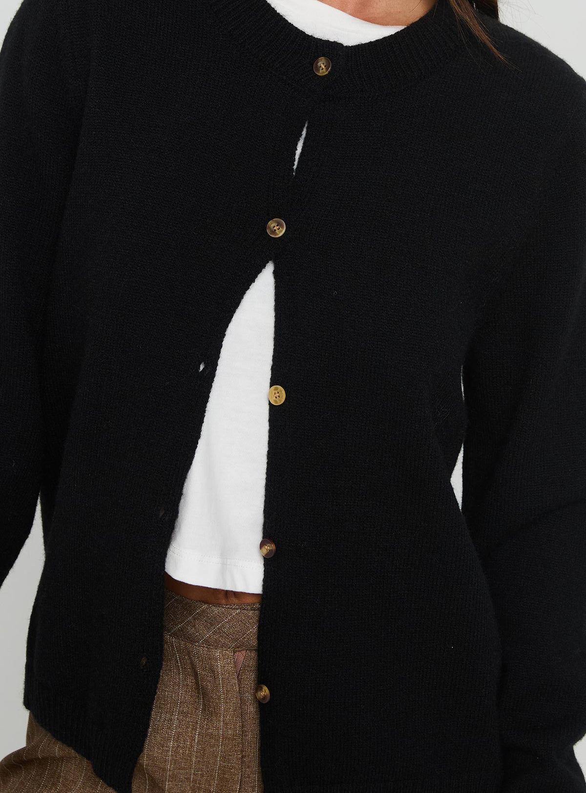Arica Button Up Knit Cardigan Black