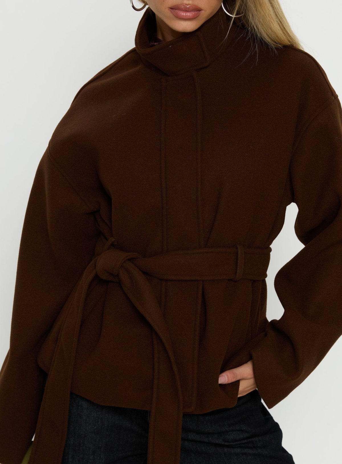 Tameeka Funnel Neck Coat Brown