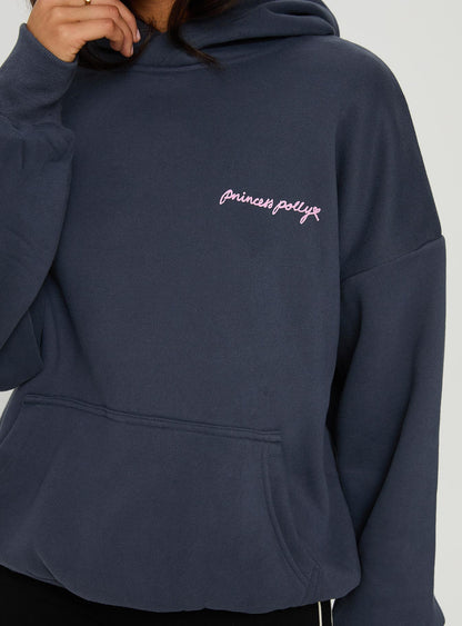 Princess Polly Love Letter Graphic Hoodie Slate Grey