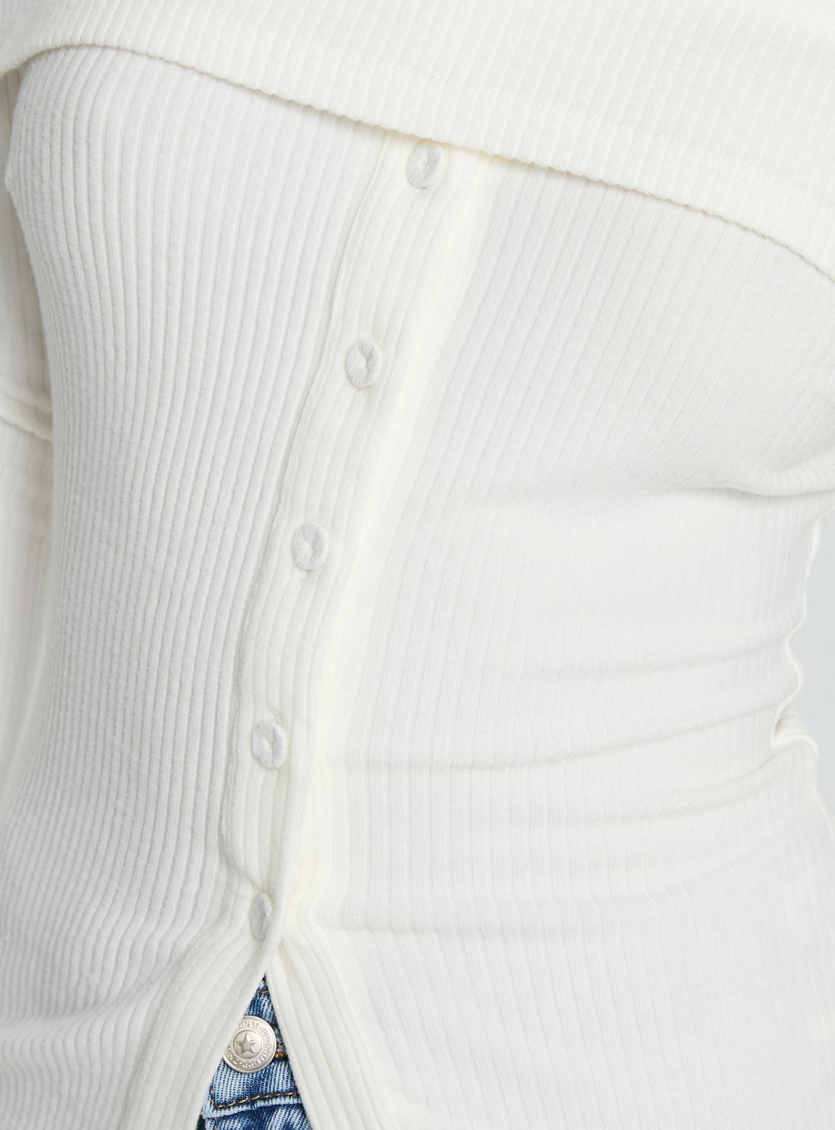 Dusk Dipped Off Shoulder Top White