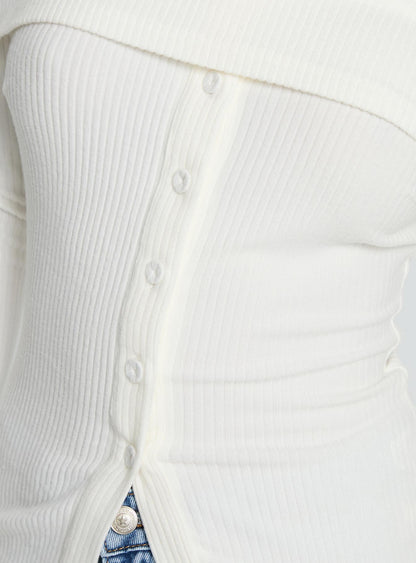 Dusk Dipped Off Shoulder Top White