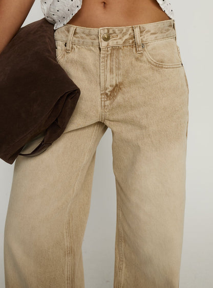 Serenitia Mid Rise Relaxed Jeans Sandy Brown Wash