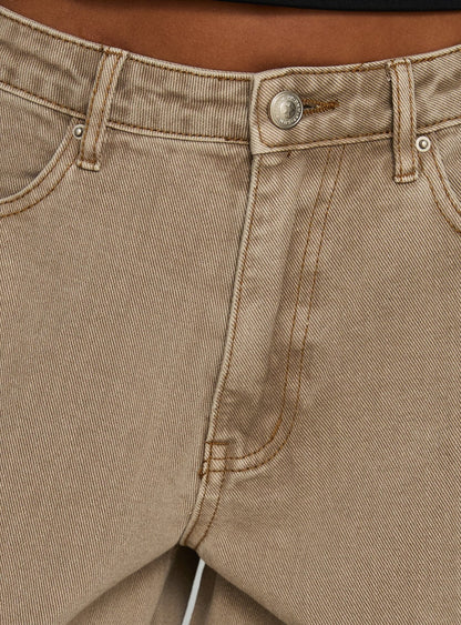 Naylor Mid Rise Wide Leg Jeans Light Brown Wash
