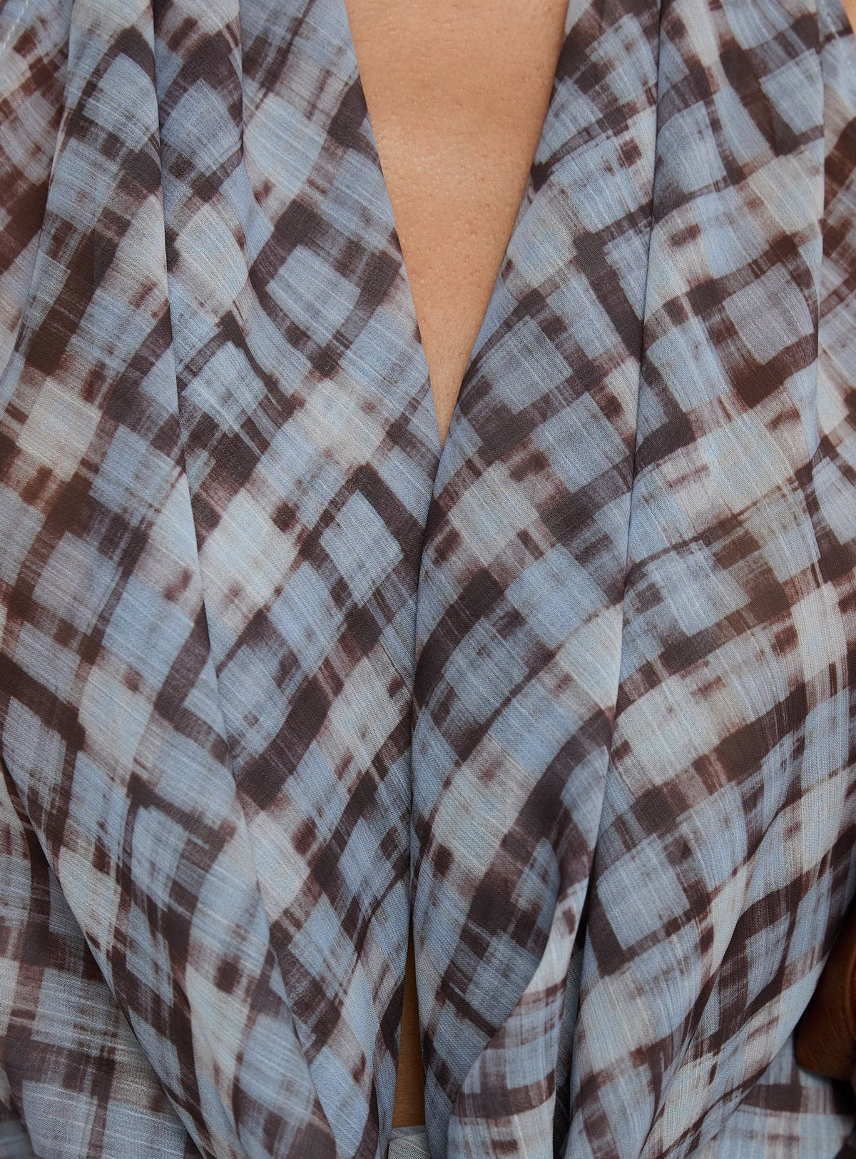Aldana Plunge Neck Top Multi Check