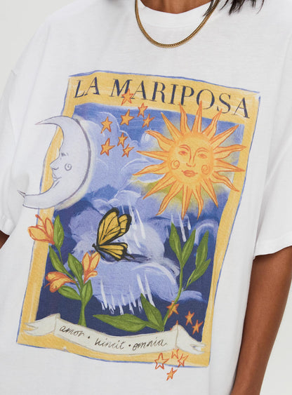 Tarot Card Oversized Graphic Top White / Multi