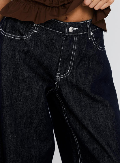 Lierre Low Rise Wide Leg Jeans Dark Blue Wash
