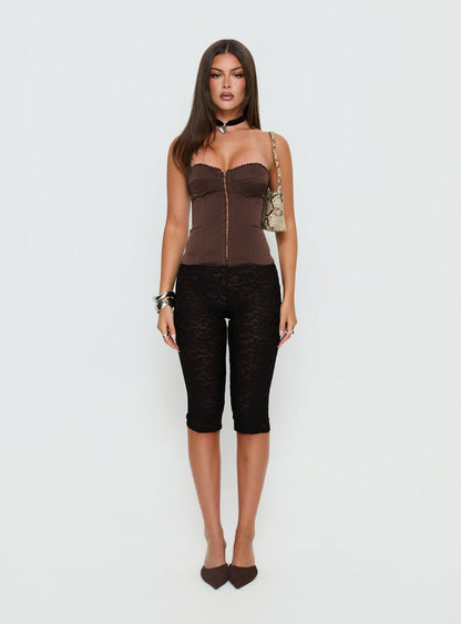 Jazzy Strapless Corset Top Chocolate