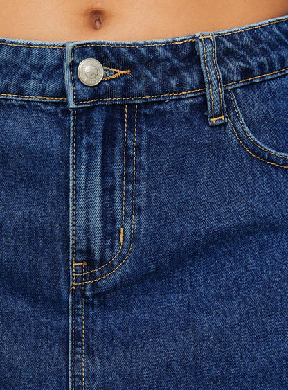 Nickei Denim Mini Skirt Mid Wash