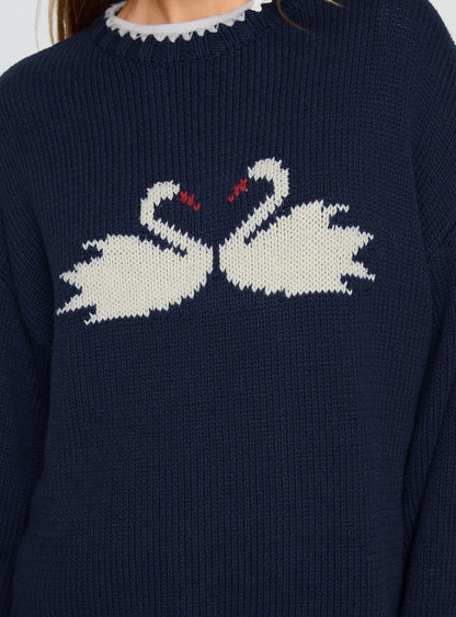 Swan Lake Love Knit Sweater Navy