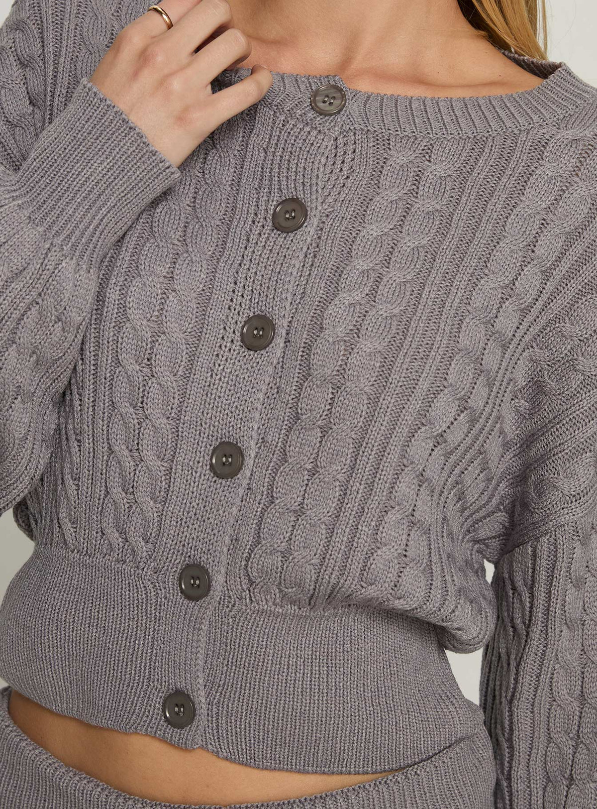 Baleigh Cable Knit Cardigan Grey