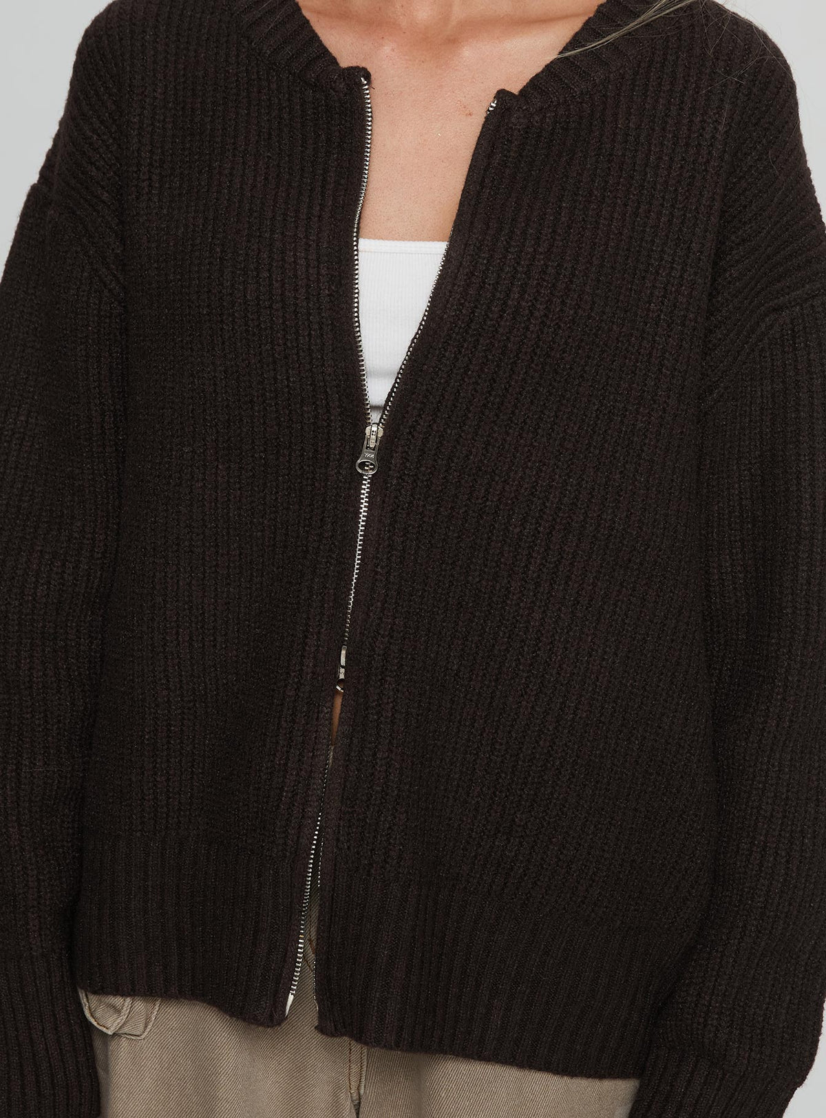 Lexene Zip Through Jumper Chocolate