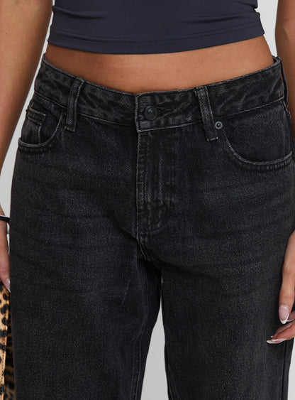 Serenitia Mid Rise Relaxed Jeans Washed Black