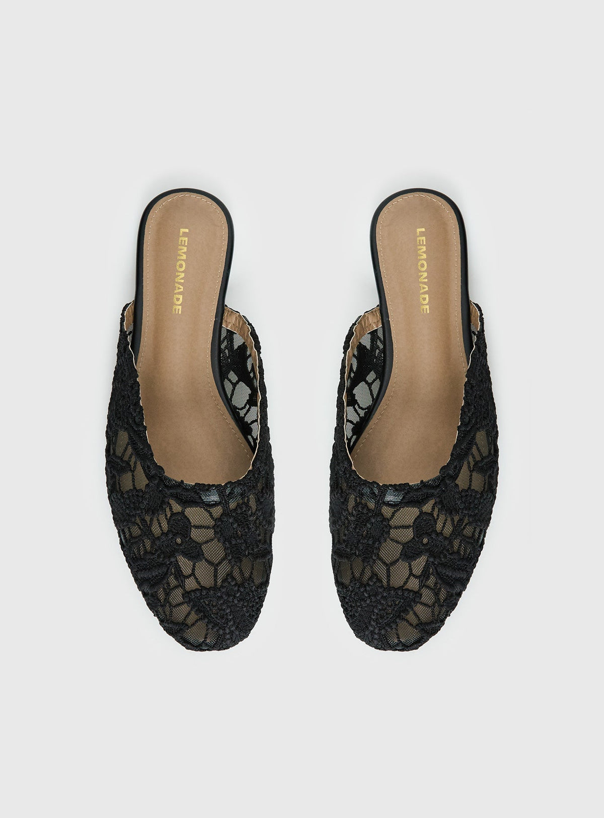 Gretta Lace Slip On Flats Black