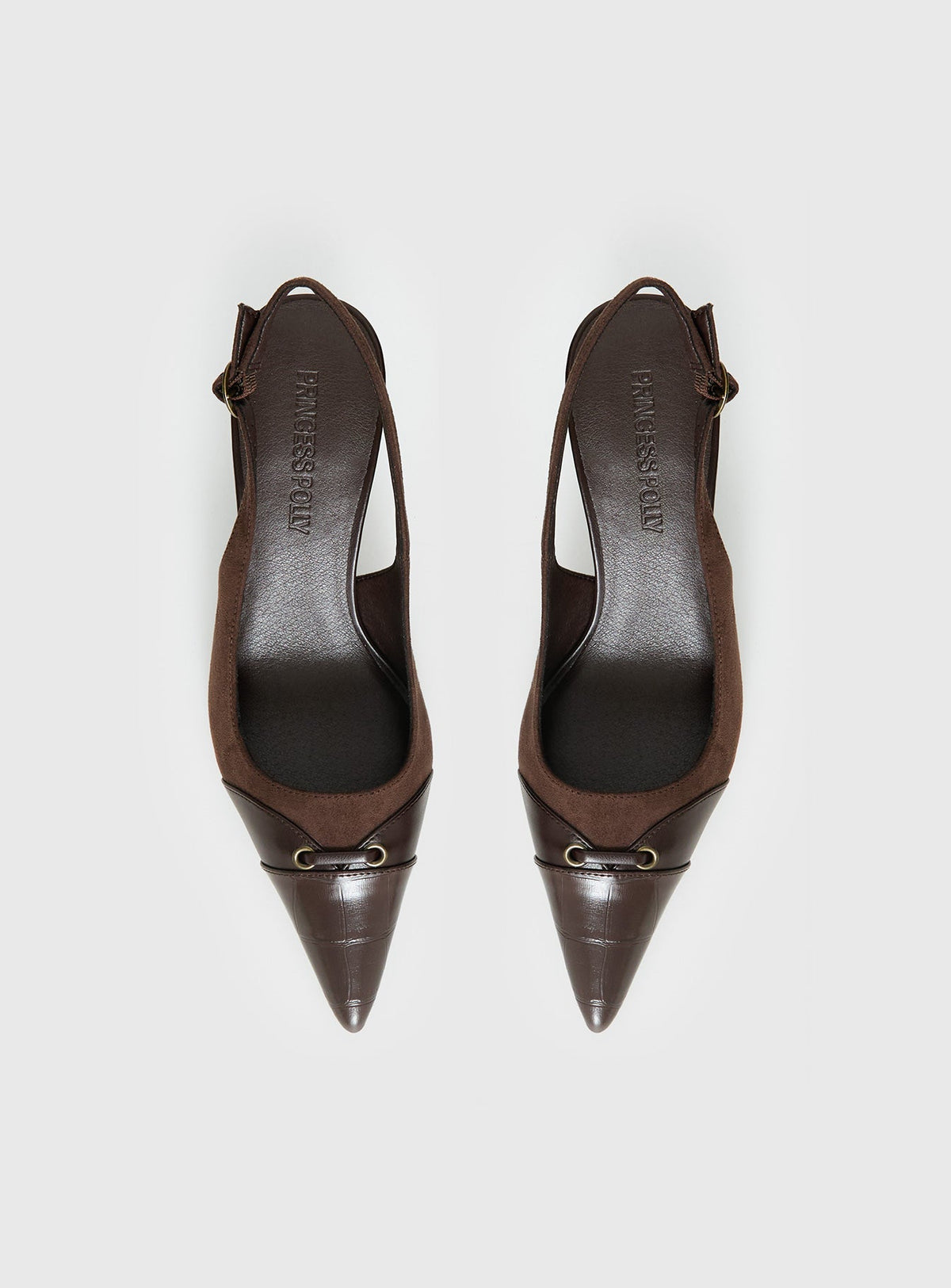 Tiptoe Slingback Heels Brown
