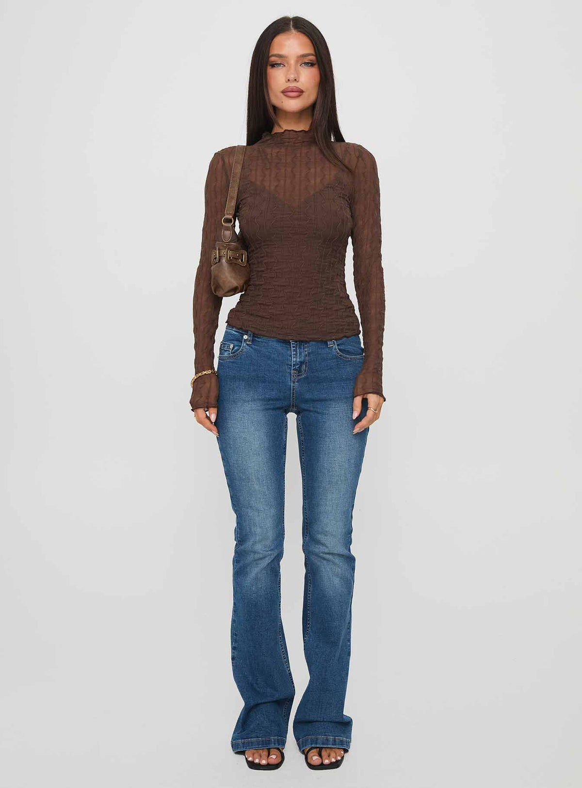 Fabiana Layered Long Sleeve Top Brown