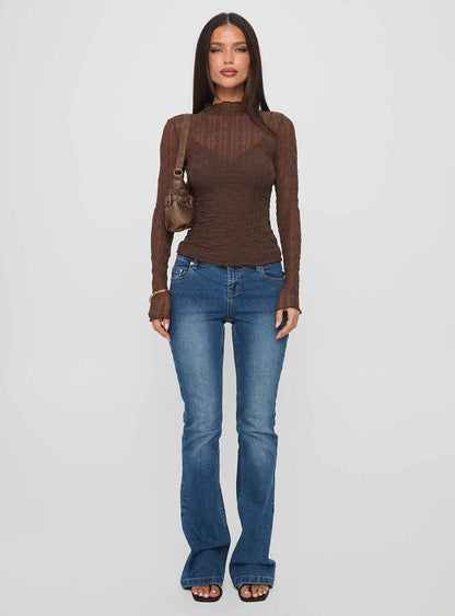 Fabiana Layered Long Sleeve Top Brown