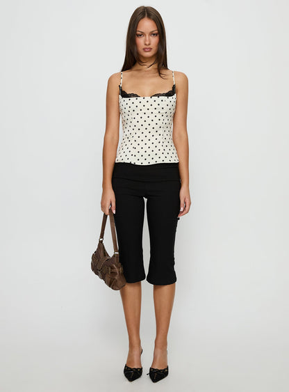 Renaissance Corset Lace Top White Polka Dot
