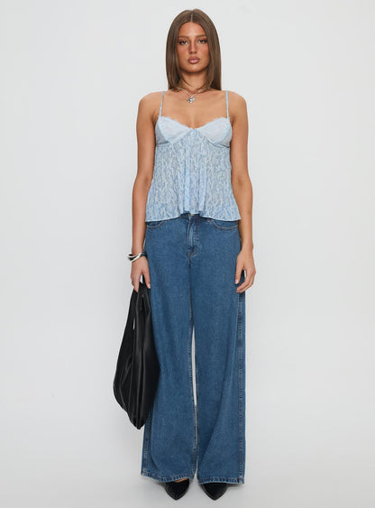 Zami Pleat Top Blue Floral