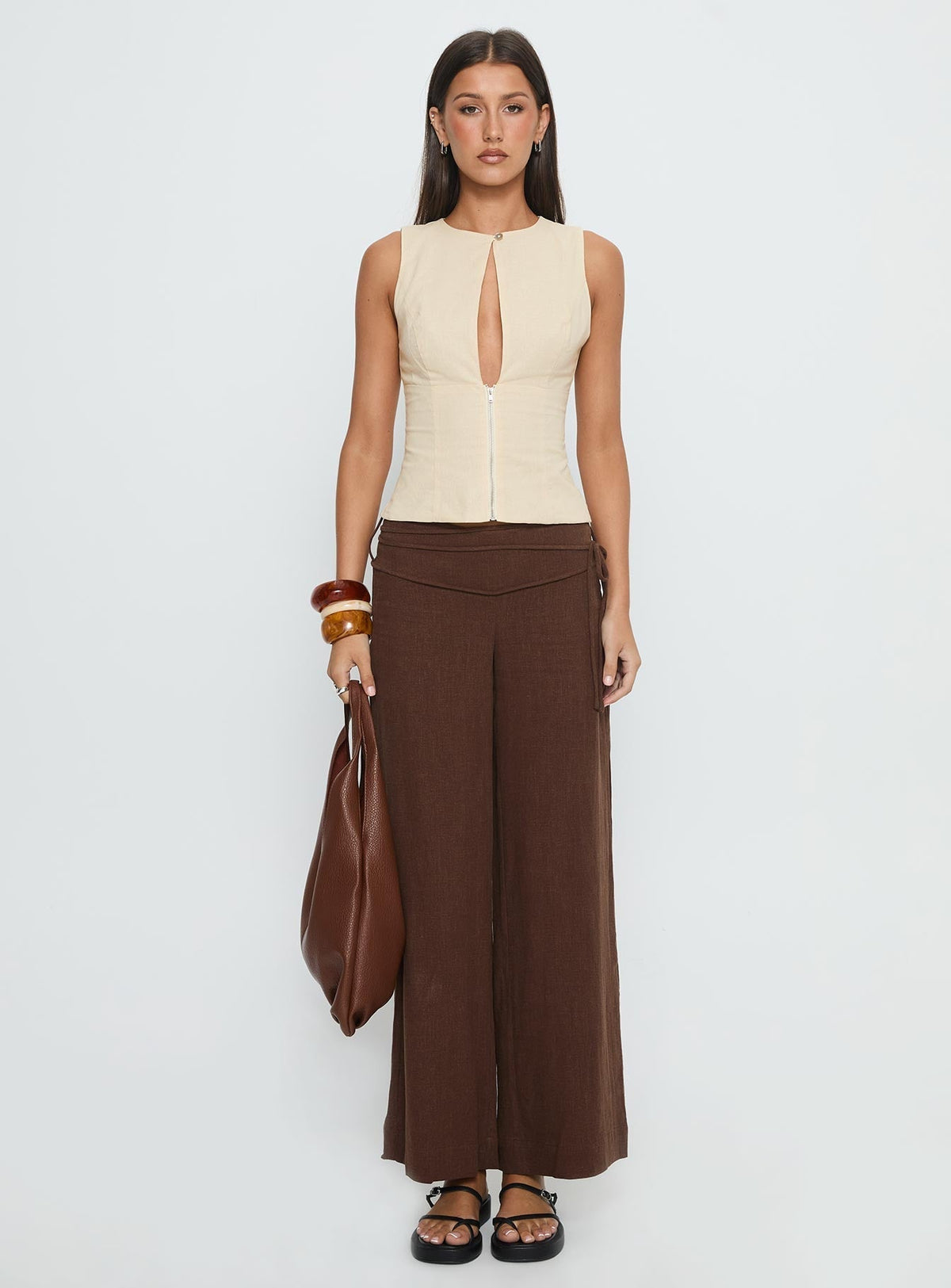 Heleena Zip Through Top Cream