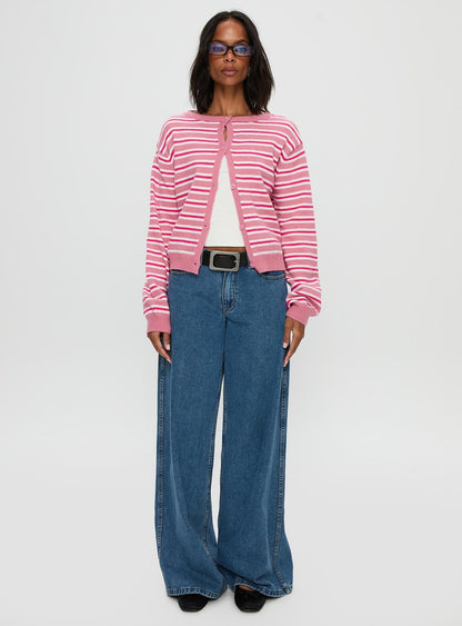Heavenly Dream Cardigan Pink Stripe