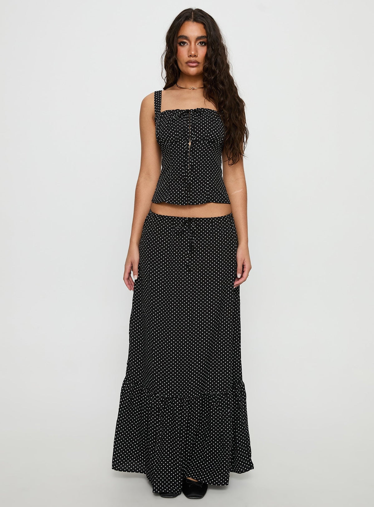 Modern Girl Maxi Skirt Black / Polka Dot