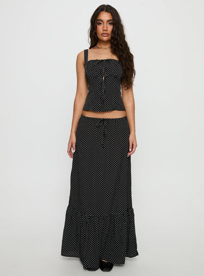 Modern Girl Maxi Skirt Black / Polka Dot