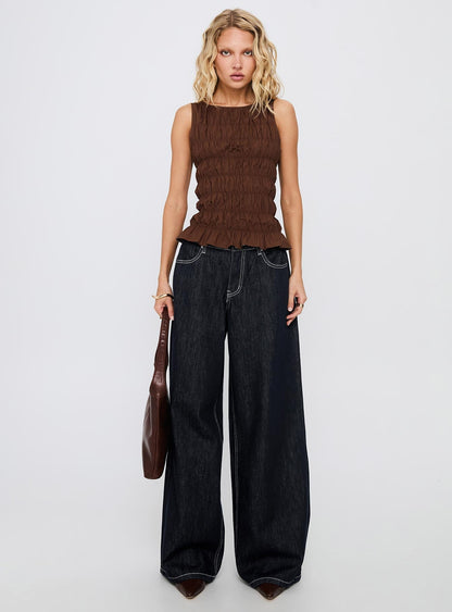 Lierre Low Rise Wide Leg Jeans Dark Blue Wash