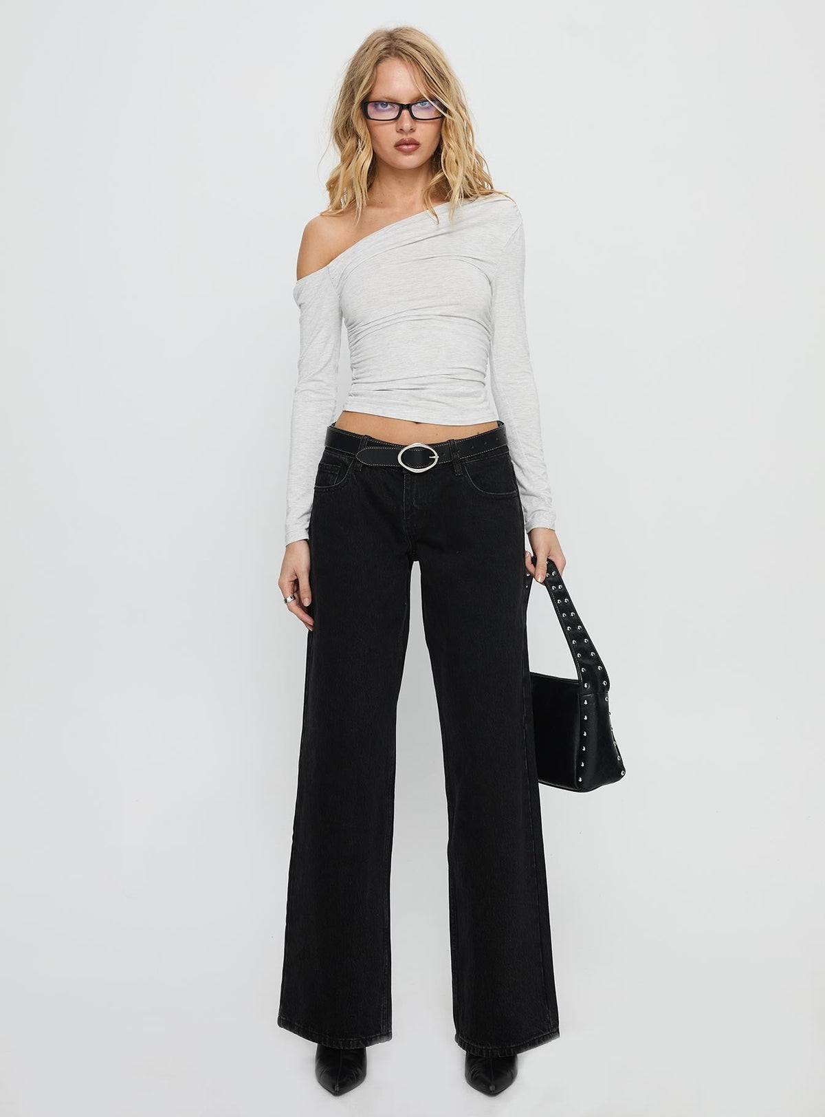 Ellanor Low Rise Slouch Denim Jean Washed Black