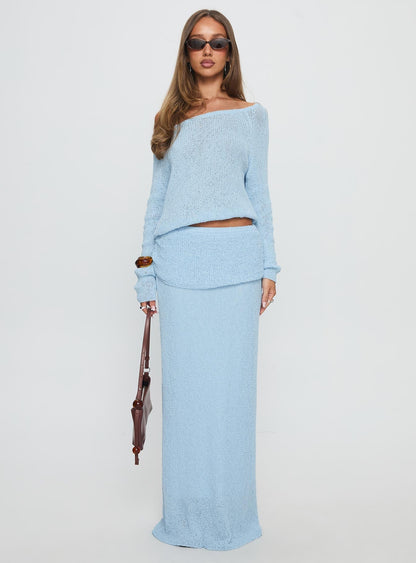 Tessira Boucle Maxi Skirt Blue