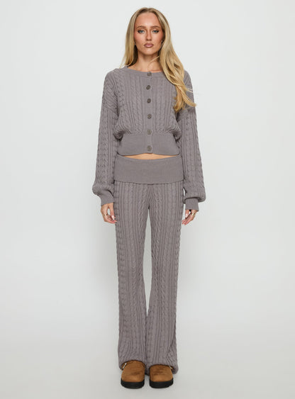 Baleigh Cable Knit Foldover Pants Grey