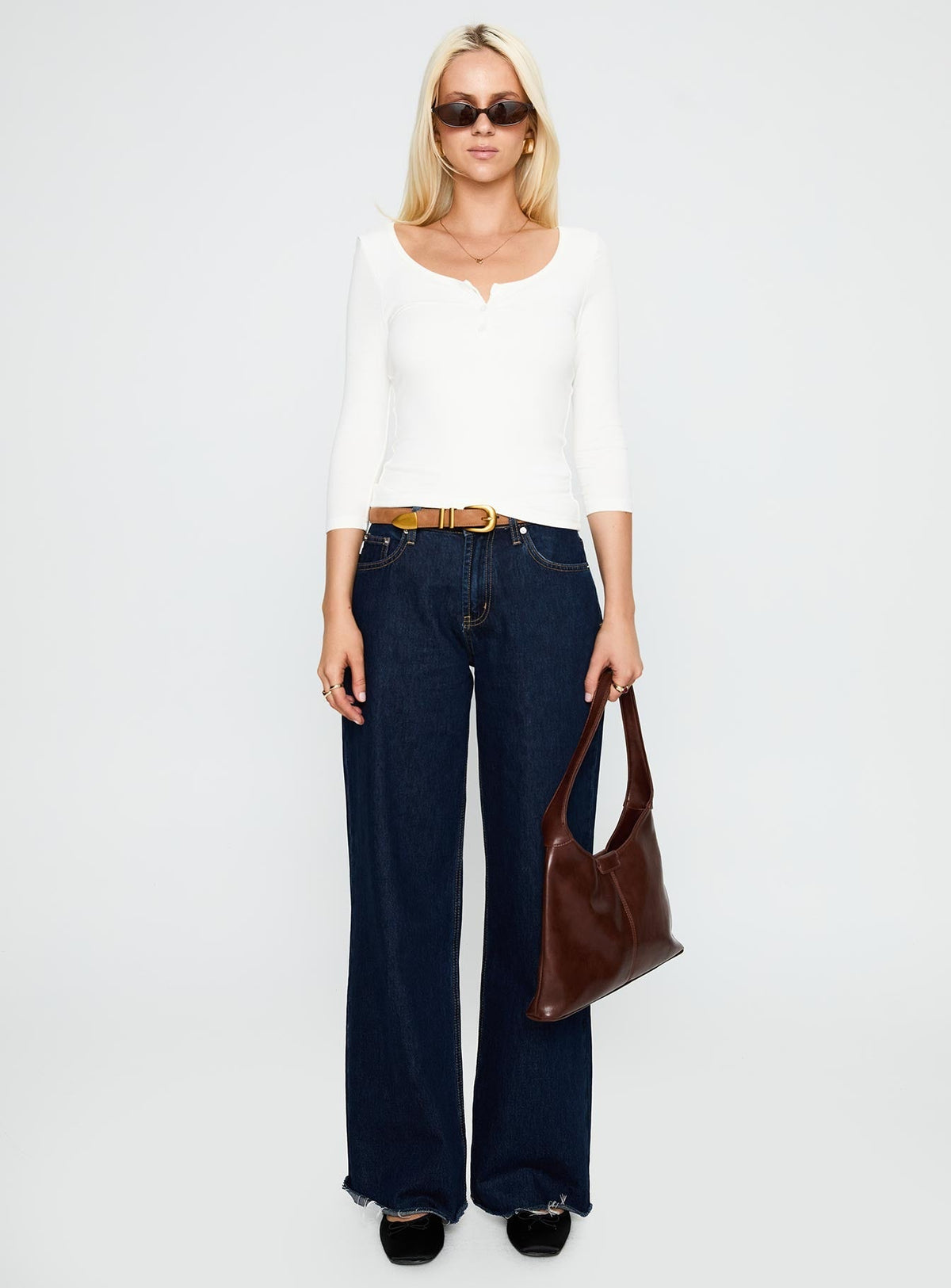 Desirae 3/4 Sleeve Top White